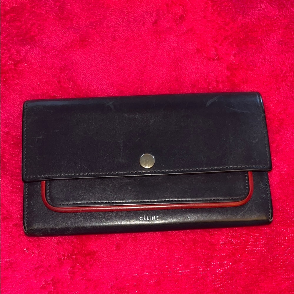 Céline Navy and Red Wallet